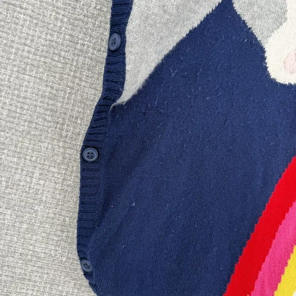 Mini Boden Cape Sweater Girls M Blue Hooded Striped Fringe Rainbow Pony - Picture 10 of 13